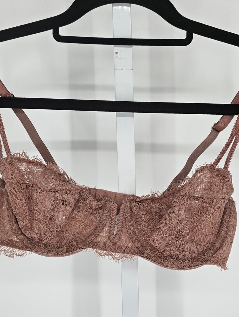 Auden Womens Sz 32B Semi Sheer Demi Bra Rose Gold Sexy Lace